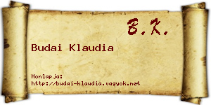 Budai Klaudia névjegykártya